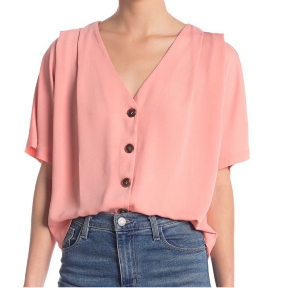 Elodie Rose V-neck Button Top